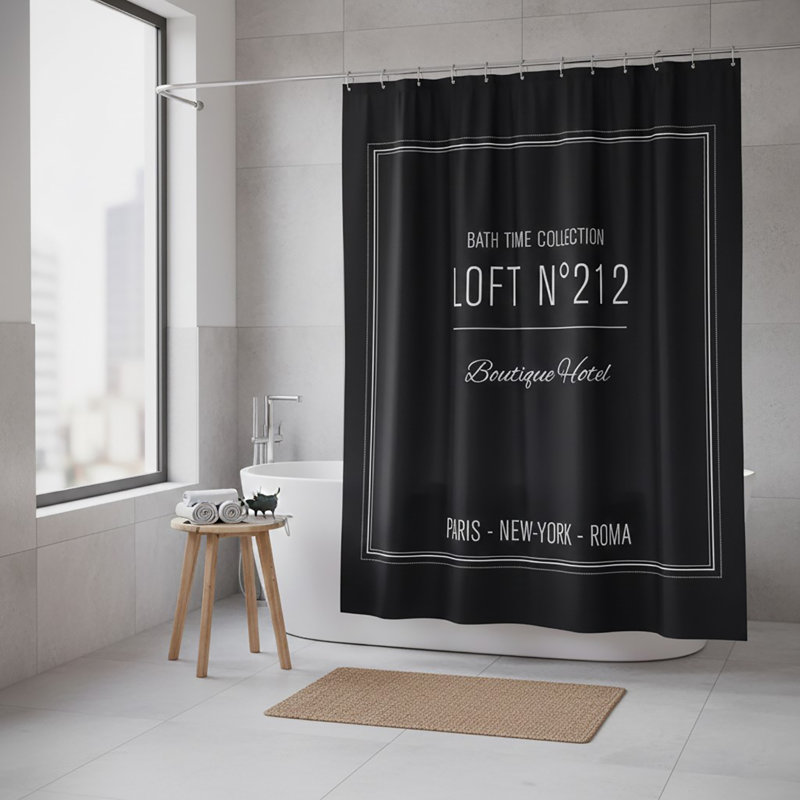 Rideau de douche Neo Retro, Noir