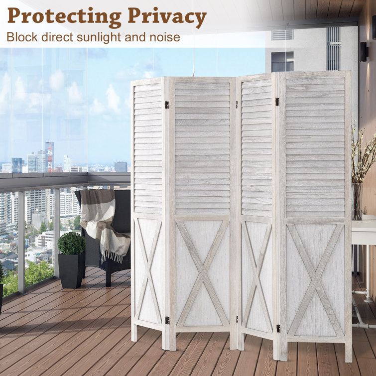 Modern Louvered Wall Divider Sun Shade Privacy Screen Panel for