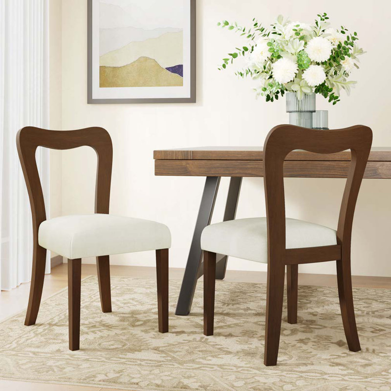 Chaises de salle à manger Alaric, Noyer, Beige