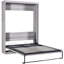 Gris, lit double, lit, fonction pliable, bois massif, aucune boîte à ressort requise dans l'armoire pliable, cadre en métal, lattes de bois, support de matelas