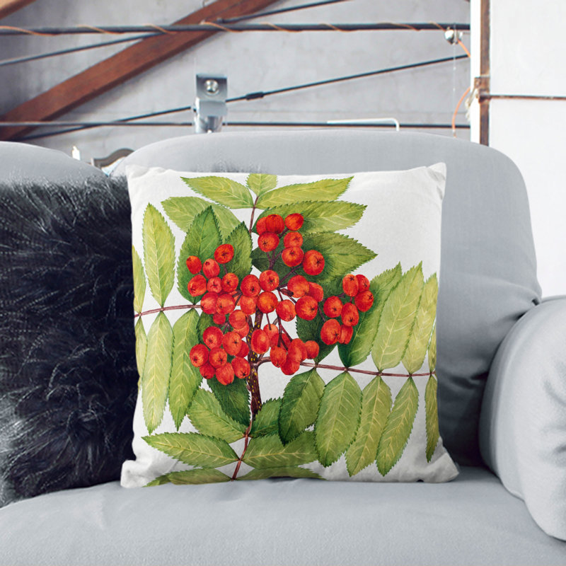 Western Mountain Ash Scatter Cushion, 40cm H x 40cm W x 15cm D, White