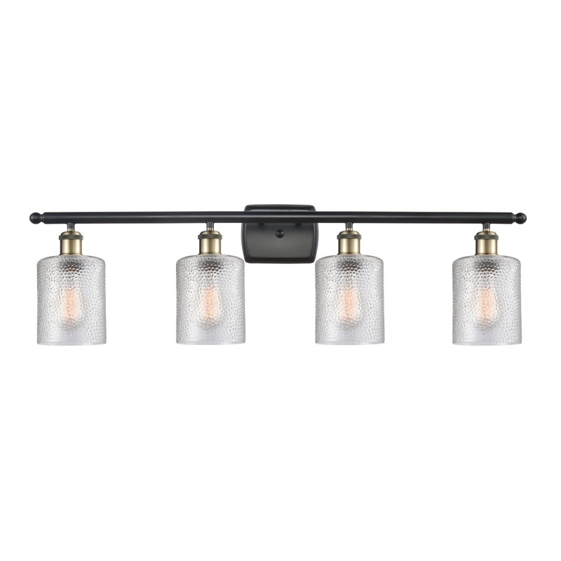 Éclairage de salle de bain à intensité variable 4 lumières Leilani, Transparent, Ampoule incandescente rétro de 60 watts