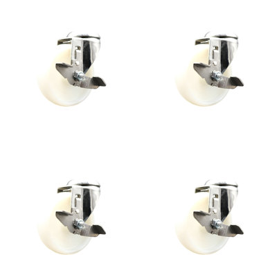 316SS Nylon Wheel Swivel Bolt Hole Caster Set with Brake Service Caster