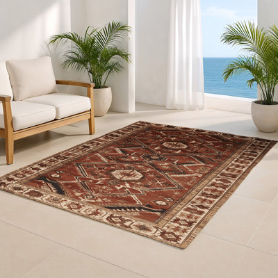 Tapis d'intérieur et d'extérieur brun Persian