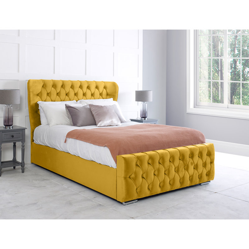 Jayvion Upholstered Bed, Single (90x190cm), Yellow