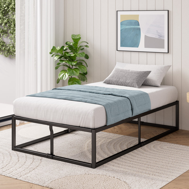 Dekker Metal Platform Bed with Wooden slat support 35cm/14in Height, Single (3')