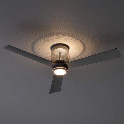 Helix 52" Indoor/Outdoor Ceiling Fan with LED Light, 6CCT Dimmable Ceiling Fan with Light and Remote - Matte Black and Mesh Cover