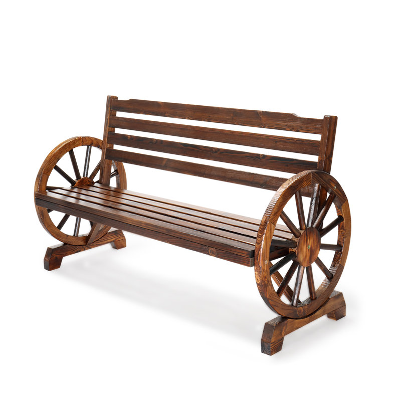 56 In. Cedar Wood Wagon Wheel Bench