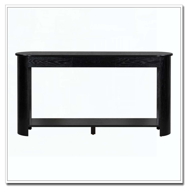 Console moderne 59,8 po avec 3 tiroirs, Noir