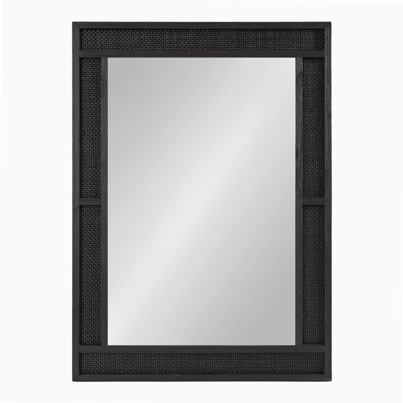 Lashad Solid Wood Rectangle Mirror, Black