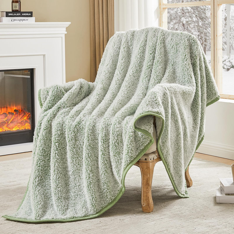 Couvertures en sherpa doux EMME, Grand lit, Vert