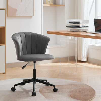 Chaise de bureau à domicile, chaise de bureau d'ordinateur en forme de fleur pivotante en tissu pour bureau à domicile ou chambre à coucher