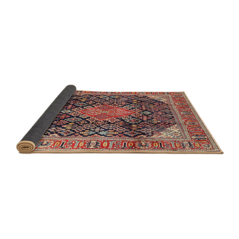 Tapis traditionnel rouge / noir, Rond 3 pi