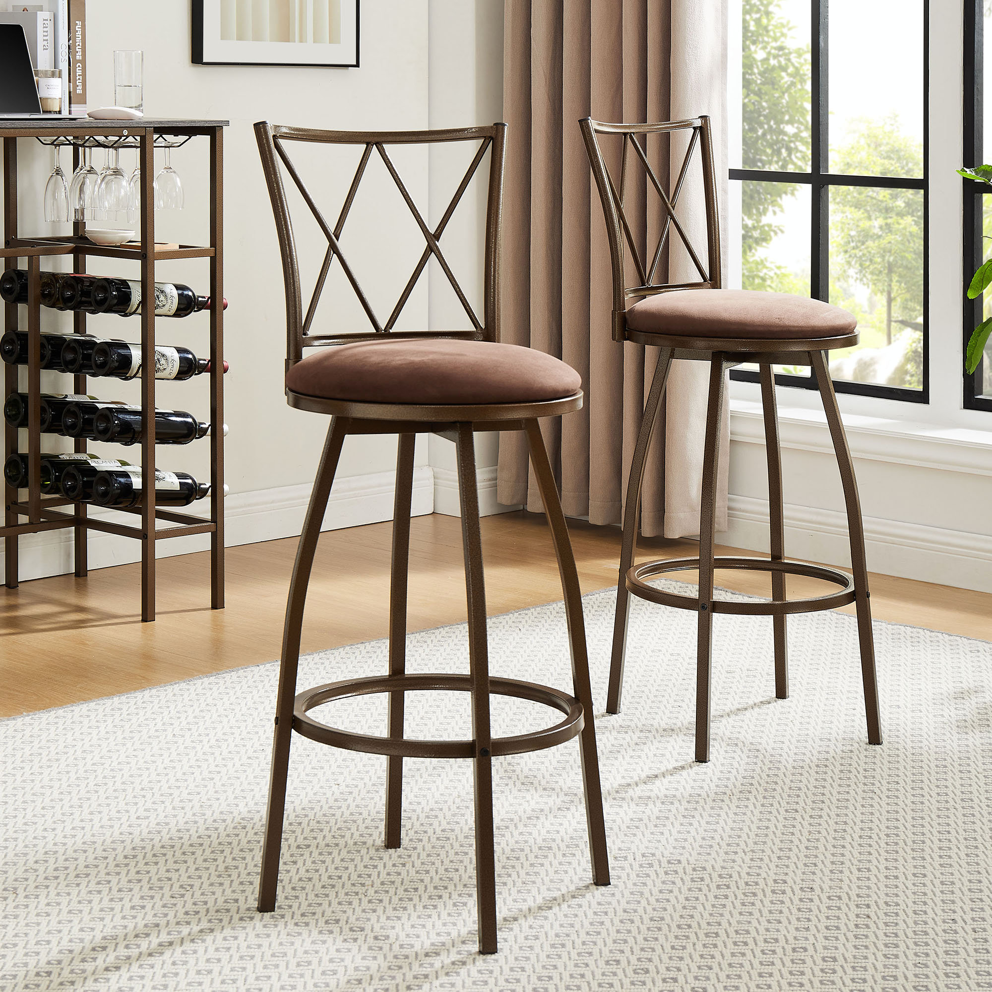 Gracie Oaks Mccawthan Upholstered 27.3'' Counter Stool with Metal Frame ...