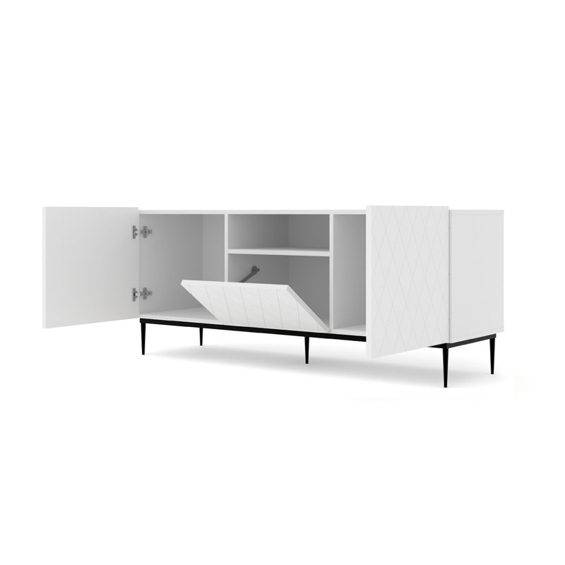 Amsha Unfinished TV Stand for TVs up to 60", White Matt/Black
