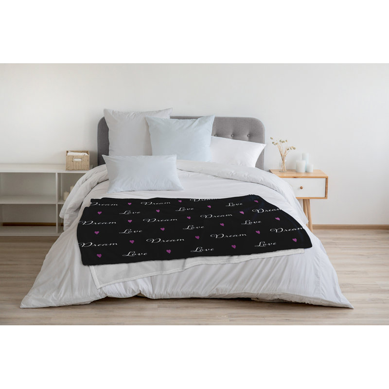 Jeté Love Dream Valentine's Day, Noir, noir, noir, noir, L 50 po x L 60 po