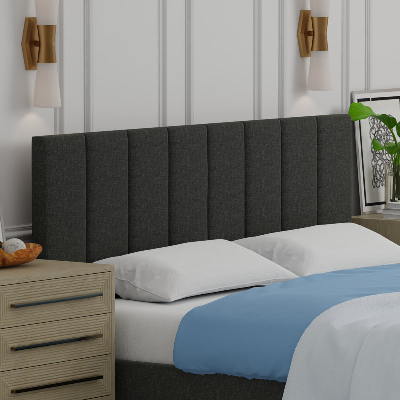 Avag Upholstered Panel Headboard, Dark Gray, King