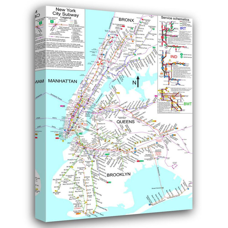 Carte du métro de New York, H 18 po x l 12 po