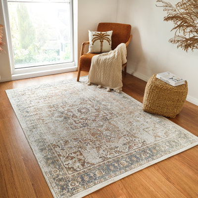 Saylor Machine Washable Traditional Boho Burnt Orange Runner Rug