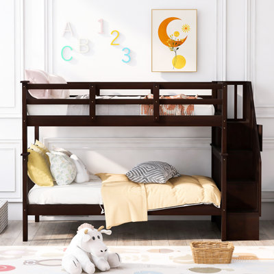 Lit superposé Twintwin avec rangement, rehaussant l'ambiance de la chambre à coucher et du garde-corps fonctionnel