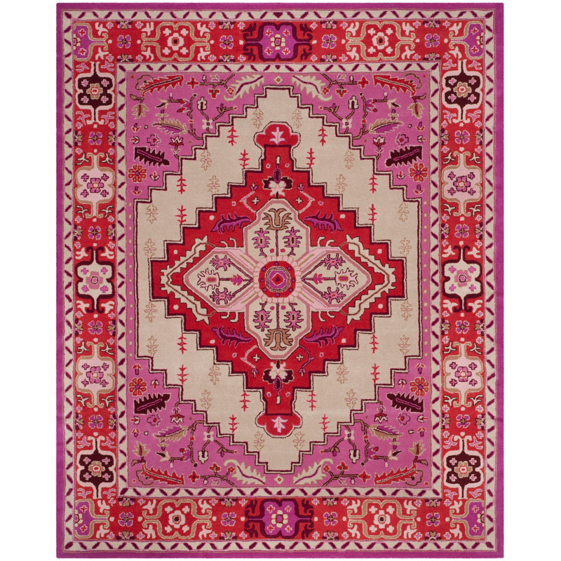 Tapis rouge en laine touffeté à la main Blokzjil, Rectangle 10 pi x 14 pi