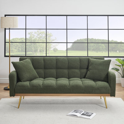 69 Inch Sofa Bed With Adjustable Teddy Sofa For Small Space Living Room And Bedroom