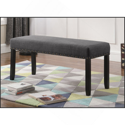 Biony Fabric Dining Bench with Nailhead Trim, Purple
