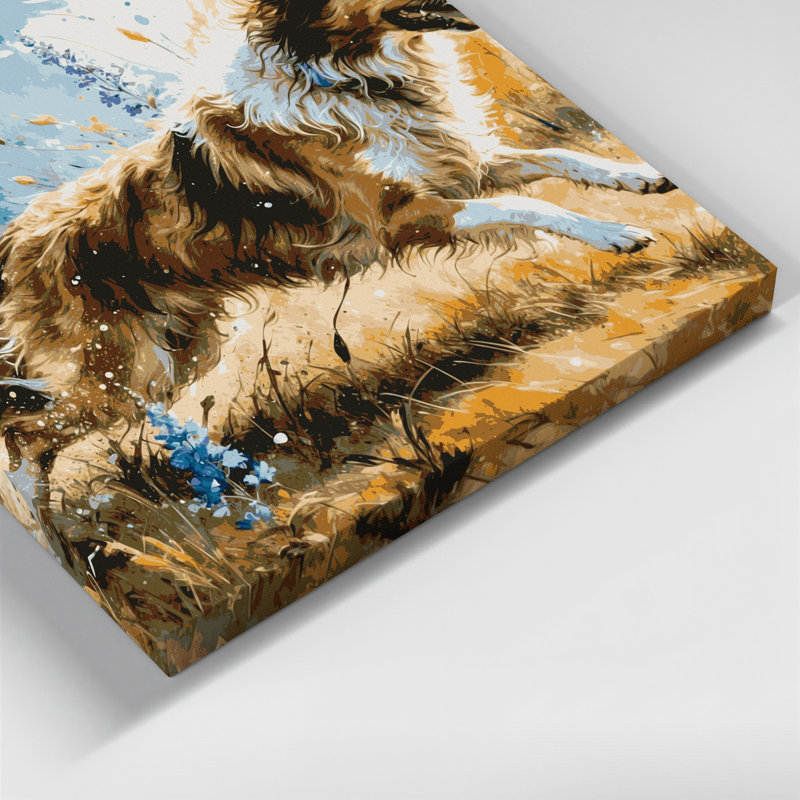 «Dogs Collie», art mural sur toile beige, H 24 po x l 36 po