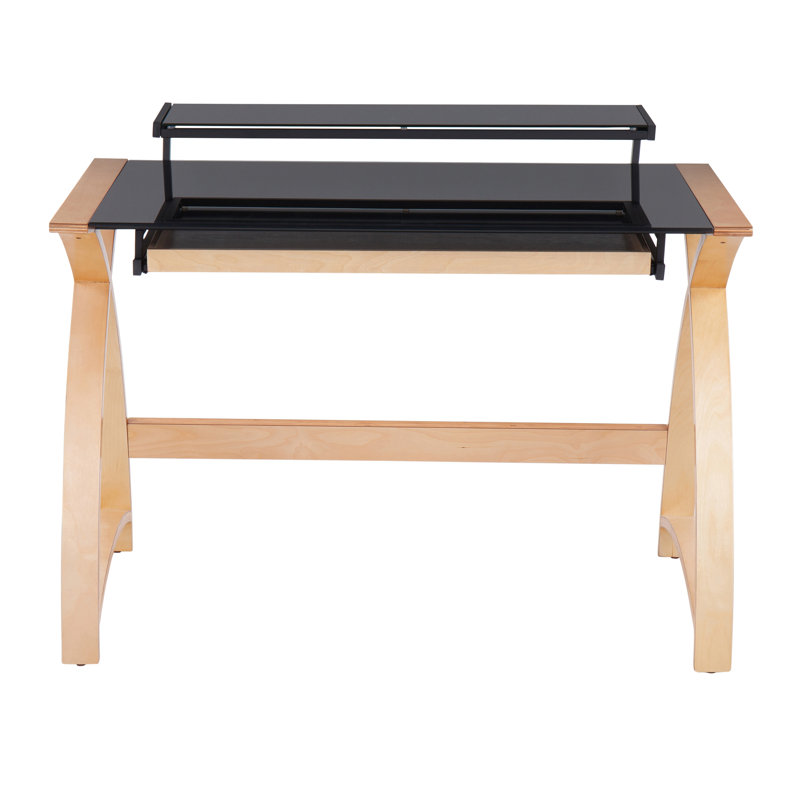 Bureau Mid-Century moderne en bois et verre