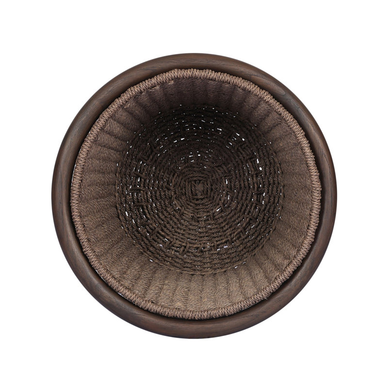 Kernan Basket-Single Twisted Black Hyacinth, Dark Textured Woven