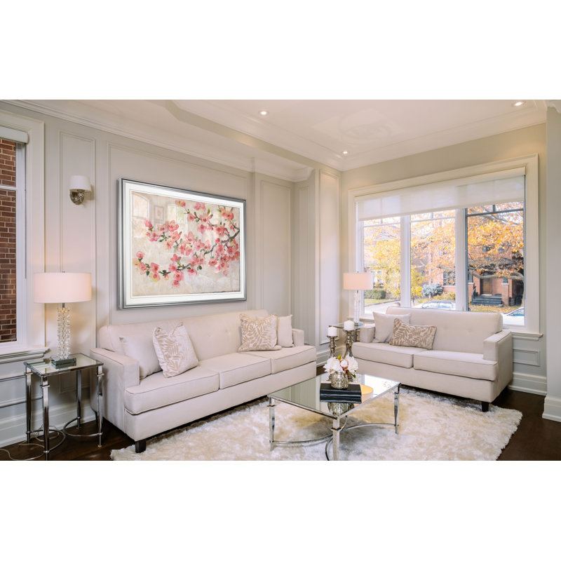 «Cherry Blossom Composition I», reproduction, H 26 po x l 36 po x P 1,5 po, Cadre argenté