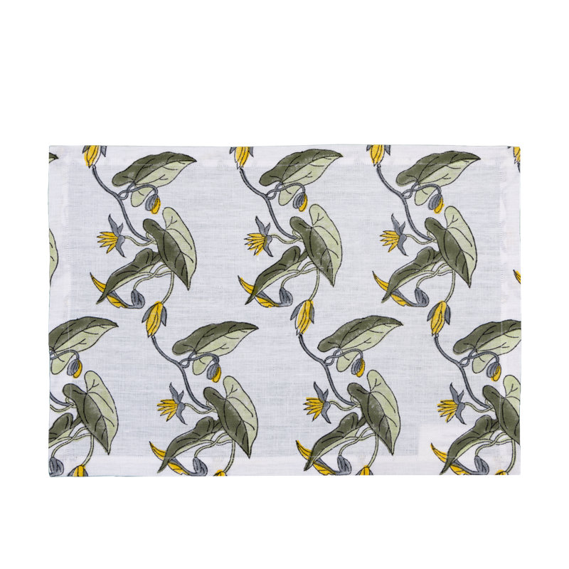 Leaves on a Vine Table Placemat 14x20 Inch, Sage green