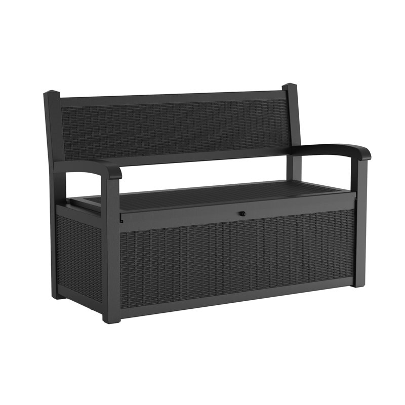 Boîte de rangement pour terrasse 70 gallons, Noir