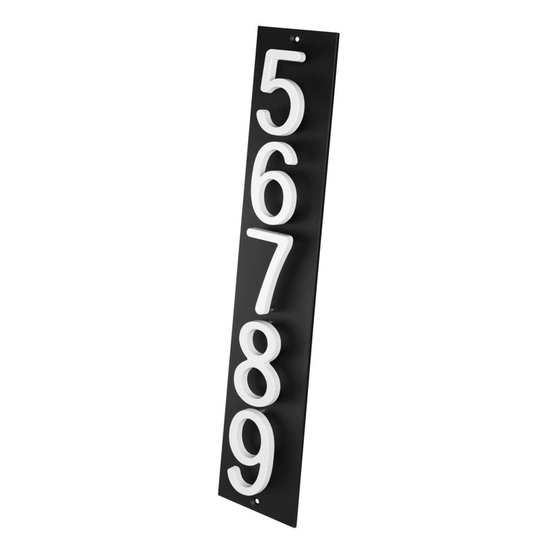 Plaque d'adresse verticale Amgo, Noir, noir, noir, noir, Blanc, Oui