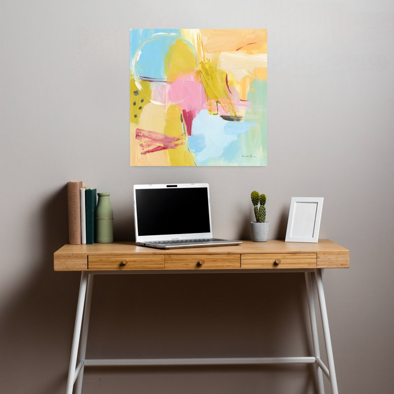 Transition contemporaine II avec art abstrait turquoise, H 18 po x l 18 po