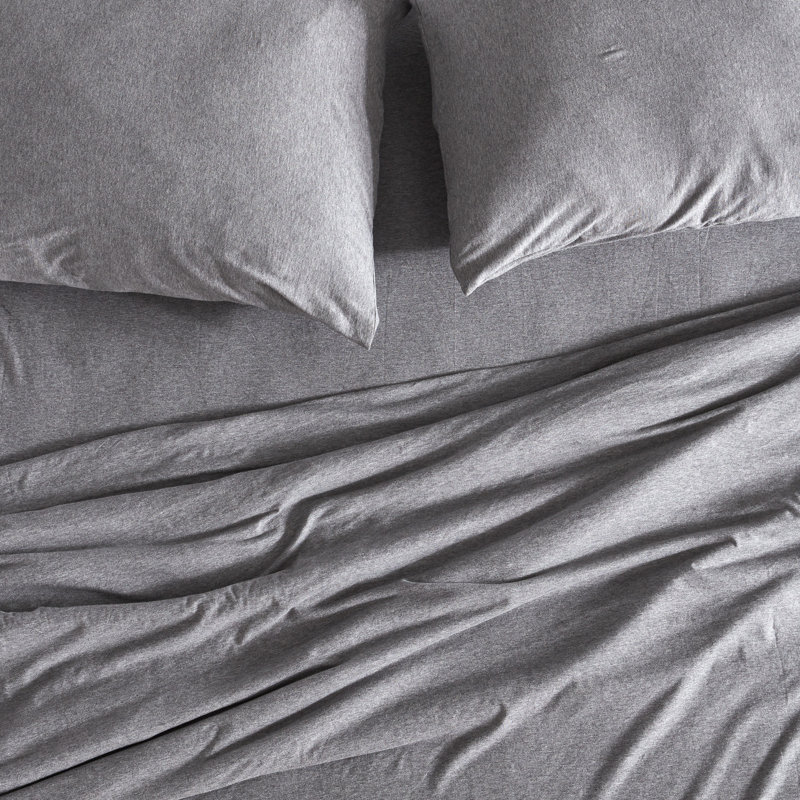 100% Cotton Jersey Knit Sheet Set, Twin, Gray