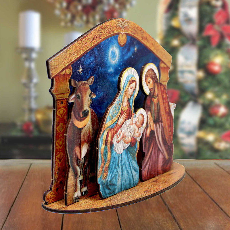 Crèche de Noël, H 8,5 po x l 12 po x P 4 po