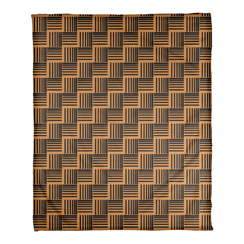 Couverture polaire à rayures classic basketweave, l 50 po x L 60 po, Orange / Noir