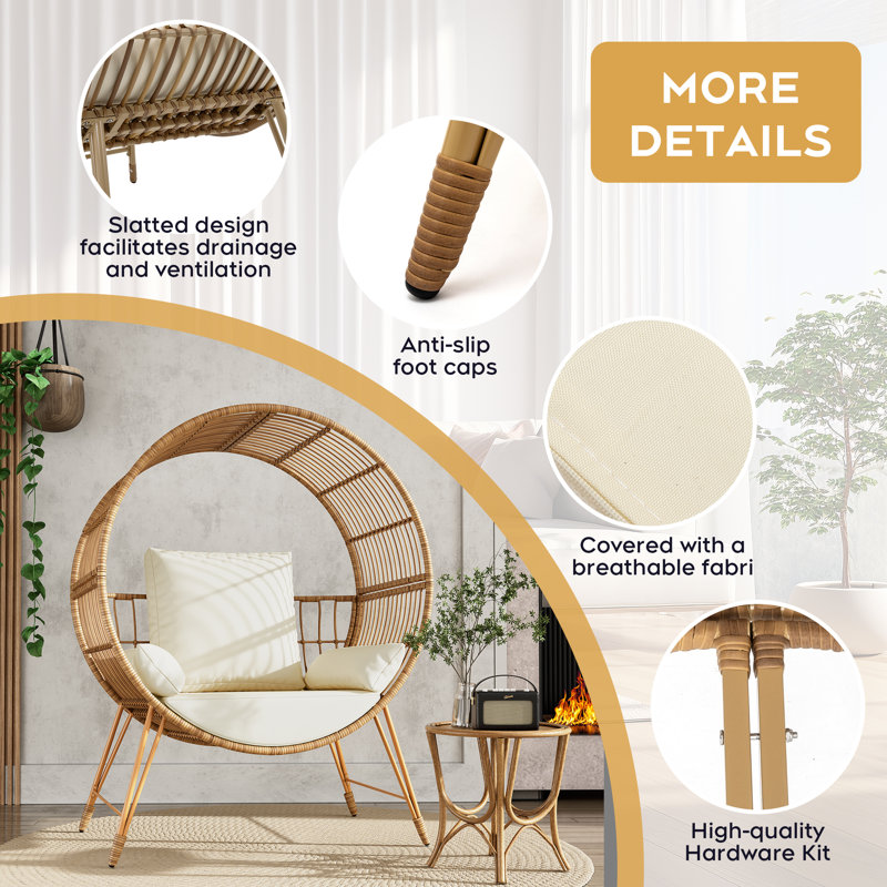 ventura boho stationary wicker egg chair