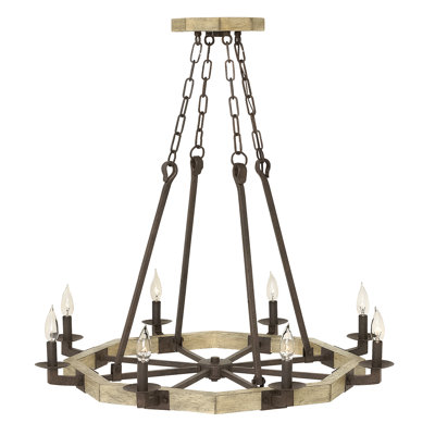 Dabney 8-Light Wagon Wheel Chandelier