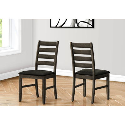 Of 2 38" Dining Chairs, Grey Fabric Upholstery, Transitional Style, Solid Wood Base, Kitchen Use 2Pcs Height, Cloth, Construction, Room &