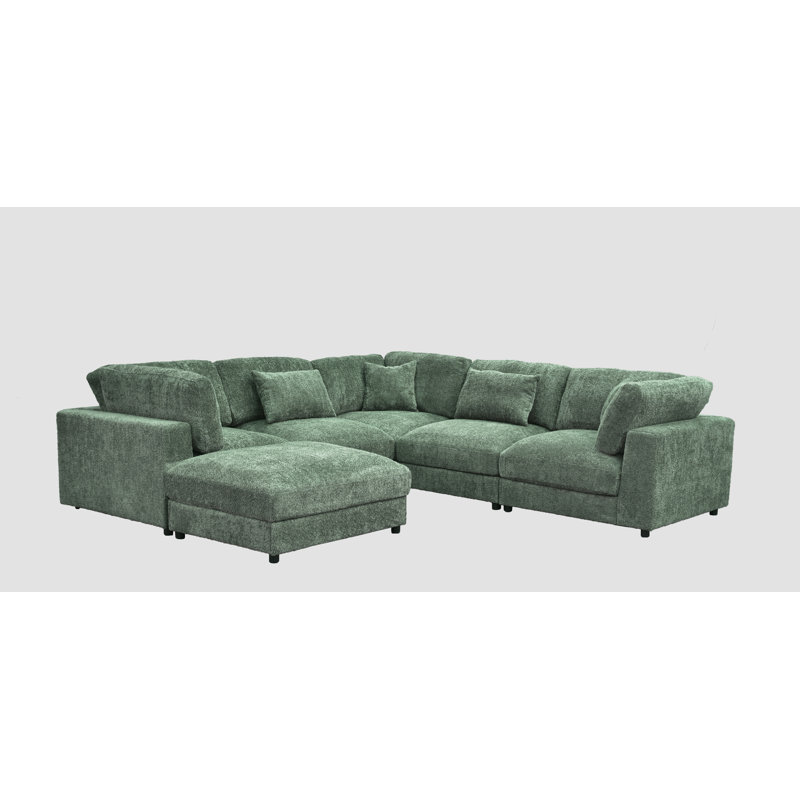 Canapé modulaire Everden, H 33 po x l 112 po x P 112 po, Polyester vert