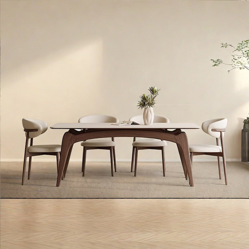 Nordic cream style rectangular rock table, 29.14"H x 55.12"L x 31.5"W