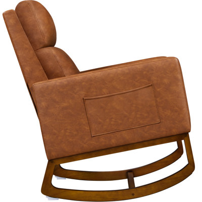 Lydney Faux Leather Upholstered Rocking Chair With Rubberwood Legs