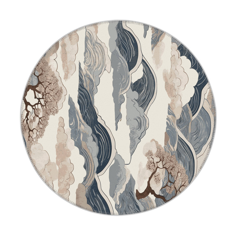 Tranquil Bloom Indoor And Outdoor Area Rug, Round 5'