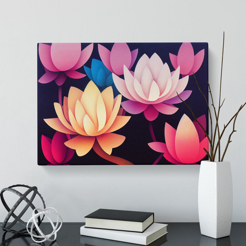 Inspirational Lotus Flowers - Wrapped Canvas, 35cm H x 50cm W x 3cm D