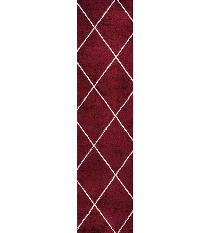 Tapis rouge / blanc Bertrice, Tapis de couloir 2 pi x 10 pi