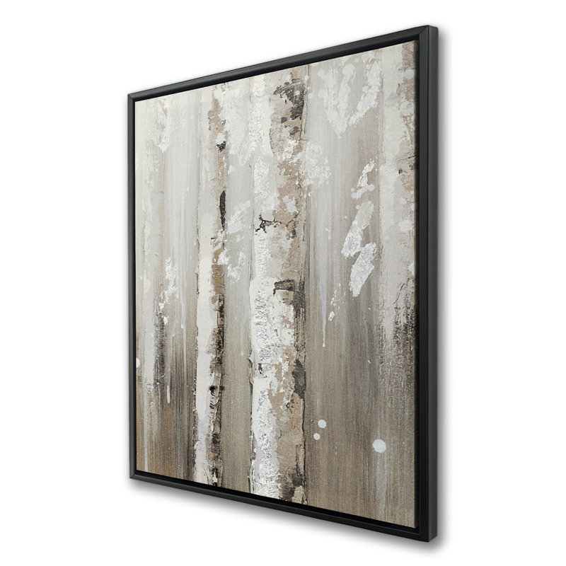 Delicate Birch Trees - Contemporary Framed Canvas Home Decor