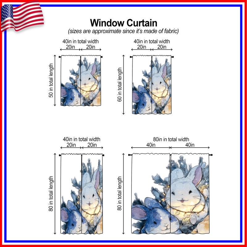 Three Cute Bunnies, 20 po x 60 po - 2 panneaux, Transparent