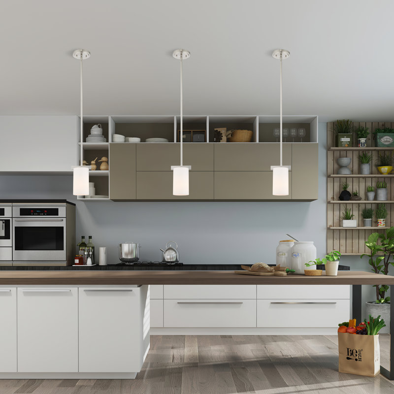 Luminaire suspendu cylindrique à 1 lumière Delvin, Nickel brossé